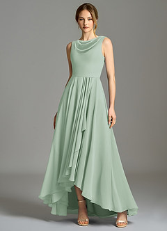 Azazie Wonderland Bridesmaid Dresses Agave A-Line Pleated Chiffon Dress image1