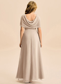 Azazie Emma Junior Robe Trapèze en Mousseline de soie Plissée Taupe image2