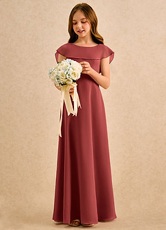 Azazie Kittie Girls Formal Flower Girl Dresses Terracotta A-Line Chiffon Dress image3