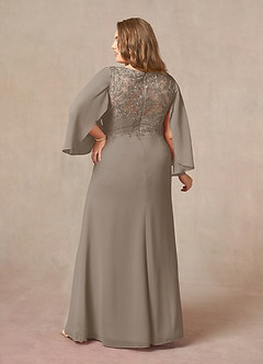 Azazie Perry Mother of the Bride Dresses Taupe Mermaid V-Neck Lace Chiffon Dress image8