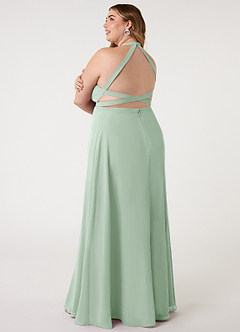 Azazie Clarice Brautjungfernkleider A-Linie Halter Chiffon Kleid Agave image12