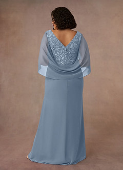 Azazie Laina Mother of the Bride Dresses Dusty Blue Mermaid Lace Chiffon Dress image10