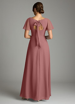 Azazie Kimber Bridesmaid Dresses Desert Rose A-Line Flounce Sleeve Chiffon Dress image3