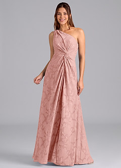 Azazie Brooke Bridesmaid Dresses Rosette A-Line One Shoulder Floral Burnout Dress image5