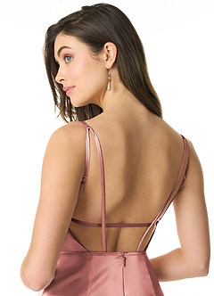 Azazie Kae Slutförsäljning Klänning av Tubklänning i Metallisk satin Champagne image5