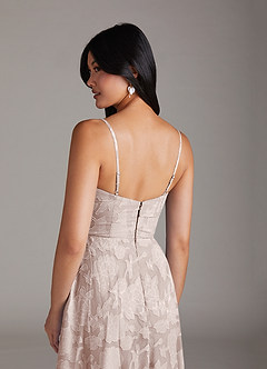 Azazie Moira Bridesmaid Dresses Blushing Pink A-Line Side Slit Floral Burnout Dress image6