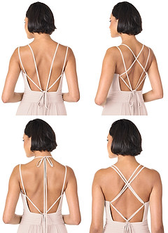 Azazie Farren Vestidos de damas de honor Vestido de Pétalo De Rosa de Gasa de Corte en A Convertible con Plisado image9