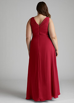 Azazie Flora Bridesmaid Dresses Scarlet A-Line Pleated Chiffon Dress image13