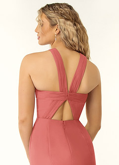Azazie Rue Bridesmaid Dresses Antique Rose A-Line Halter Chiffon Dress image3