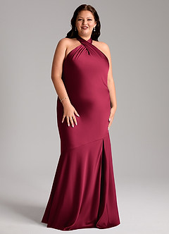 Azazie Lorena Brautjungfernkleider Meerjungfrau-Linie Plissee Stretch-Satin Kleid Burgunderrot image9