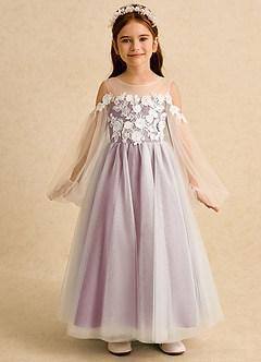 Azazie Zimi vestidos de niña de las flores Vestido de Rosa Polvorienta de Tul de Princesa con Escote de Corazón image5