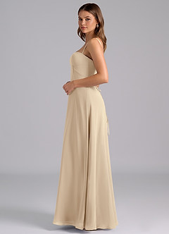 Azazie Valentine Bridesmaid Dresses Champagne A-Line Corset Chiffon Dress image4