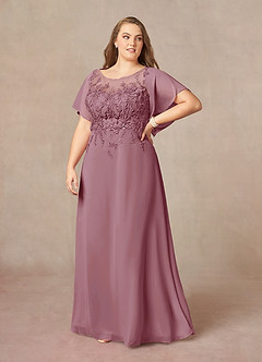 Azazie Faviola Mother of the Bride Dresses Vintage Mauve A-Line Boatneck sequins Chiffon Dress image9
