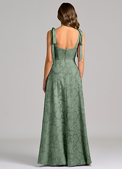 Azazie Debra 신부 들러리 드레스 A라인 포켓이 있는 플로럴 번아웃 바닥 길이 드레스 image6