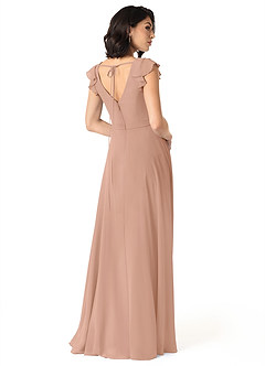 Azazie Claudine Schlussverkauf A-Linie Flatterhülse Chiffon Kleid Champagner Rosa image5