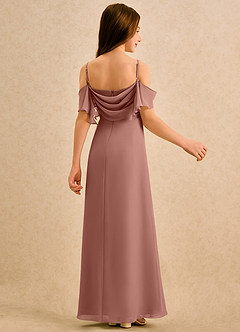 Azazie Pippy Girls Formal Robe Demoiselle D'honneur Fillette Robe Trapèze en Mousseline de soie Encolure en Forme de Cœur Rose De Cèdre image2