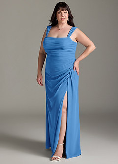 Azazie Jesaphine Abiti da Damigella Abito Tubino in Chiffon Fiocco Blue Jay image11