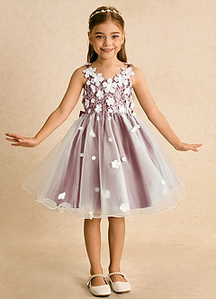 Azazie Junebug Flower Girl Dresses Ivory Amethyst Ball-Gown Lace Tulle Dress image3