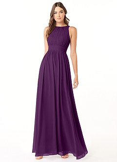 Azazie Luz Bridesmaid Dresses Grape A-Line Lace Chiffon Dress image3