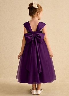 Azazie Chickadee Vestidos de florista Vestido Uva de Cetim fosco de Vestido de baile com Decote em coração image3