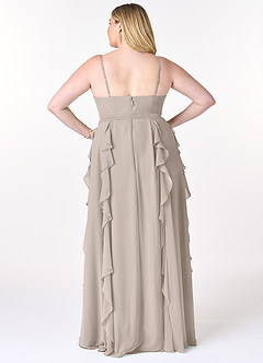 Azazie Peyton Brautjungfernkleider A-Linie Gestreift Chiffon Kleid Frost image8