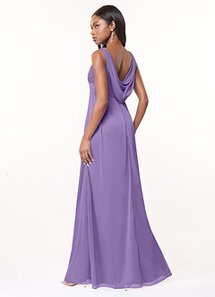 Azazie Oceana Bridesmaid Dresses A-Line V-Neck Pleated Mesh Floor-Length Dress image3