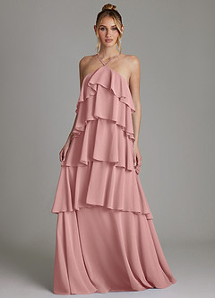 Azazie Deena Abiti da Damigella Abito A-Line in Chiffon Drappeggiato Rosa Polverosa image4