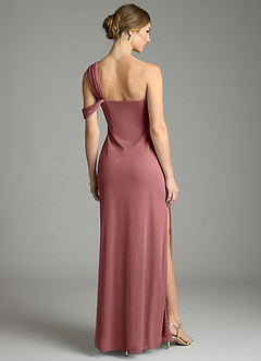 Azazie Tati Venta Final Vestido de Rosa Del Desierto de Malla de Corte Recto con Vestidos sin tirantes image5