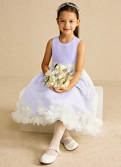 Azazie Stardust Flower Girl Dresses Lilac A-Line Sleeveless Organza Dress image2
