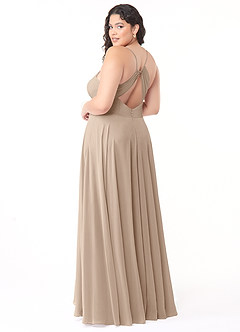 Azazie Avelina Bridesmaid Dresses Taupe A-Line V-Neck Pleated Chiffon Dress image9