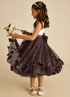 Azazie Sprout Flower Girl Dresses Ganache A-Line Bow Tulle Dress image4