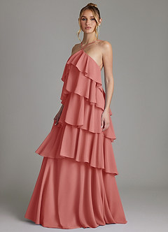 Azazie Deena Abiti da Damigella Abito A-Line in Chiffon Drappeggiato Rosa Antica image5