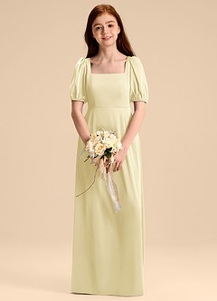 Azazie Briar Junior Klä av A-Line i Stretch Satin Rosett image1