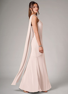 Azazie Kinsley Bridesmaid Dresses Blushing Pink Mermaid Side Slit Stretch Satin Dress image6