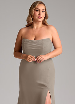Azazie Saige Bridesmaid Dresses Taupe A-Line Off the Shoulder Chiffon Convertible Dress image11