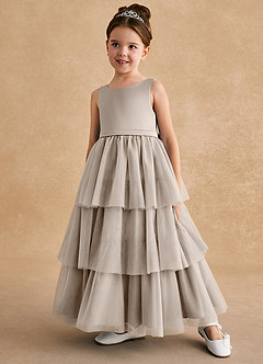 Azazie Megallie Robe Demoiselle D'honneur Fillette Robe Trapèze en Tulle Arc Givre image2