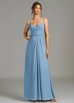 Azazie Sherah Bridesmaid Dresses Steel Blue A-Line Pleated Chiffon Dress image6