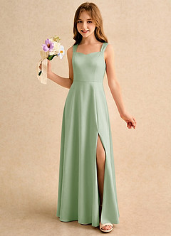 Azazie Makani Girls Formal Sukienki dla dziewczynek sypiących kwiaty Linia A Dekolt w kształcie serca Matowy satynowy Długość podłogi Sukienka image3