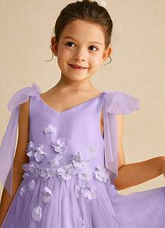 Azazie Minia Flower Girl Dresses Lilac A-Line Bow Matte Satin Dress image4