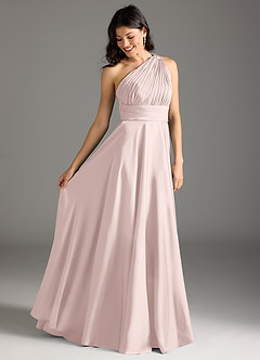 Azazie Charlize Jurken voor bruidsmeisjes Jurk van Stretch Satijn met A-lijn One-shoulder Blozend Roze image2