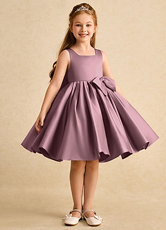 Azazie Jessie Flower Girl Dresses Vintage Mauve A-Line Bow Matte Satin Dress image4