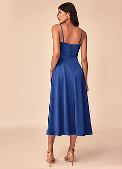 Azazie Dottie Bridesmaid Dresses Royal Blue A-Line Stretch Satin Dress image2