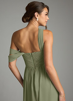 Azazie Kassandra Abiti da Damigella Abito A-Line in Chiffon a Spalla Scoperta Pistacchio image7