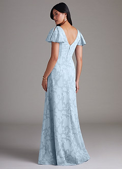 Azazie Soren Bridesmaid Dresses Sky Blue A-Line Pleated Floral Burnout Dress image3