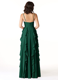 Azazie Peyton Bridesmaid Dresses Emerald A-Line Ruched Chiffon Dress image2