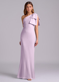 Azazie Yuanna 신부 들러리 드레스 인어 한쪽 어깨 쉬폰 바닥 길이 드레스 image5