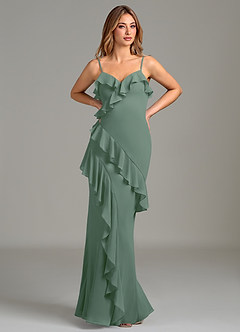 Azazie Danny Bridesmaid Dresses Eucalyptus Mermaid Ruched Chiffon Dress image1