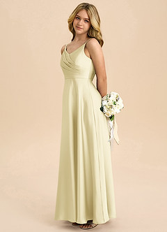 Azazie Bug Junior A-Linie Plissee Stretch-Satin Kleid Zitronensorbet image7