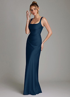 Azazie Agustina Brautjungfernkleider Meerjungfrau-Linie Korsett Stretch-Satin Kleid Dunkelmarine image5