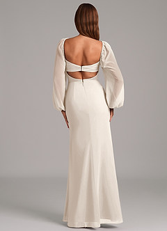 Azazie Brixley Bridesmaid Dresses White Alabaster Mermaid Long Sleeve Chiffon Dress image2